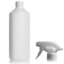 10 x 500ml White Plastic Spray Bottles HDPE Empty Trigger Cap Cleaning Dispenser 3.00 per litre
