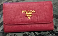 PRADA Pink Leather Key Case 6 Key Holder