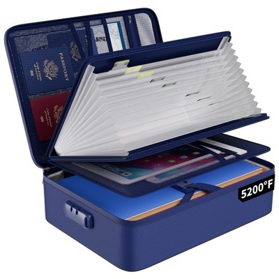 ENGPOW 5200  Fireproof File Organizer Bag with 13 15.1''x11.2''x4.3'', Blue 