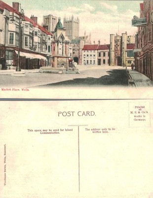 Alte Postkarte - Marktplatz Wells Somerset Kathedrale Temperance Hotel UNPOST