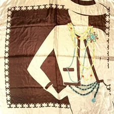 [Good condition] CHANEL Print Scarf Coco Mark Silk Large