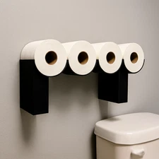 Modern Black Toilet Paper Roll Holder | Wall Mounted Poop Design | 3D Printed