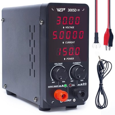 WEP 3005D-III DC Variable Power Supply 30.00V 5.0000A High Precision Bench La...