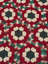 Vntg Crochet Granny Floral Multicolor Rectangle Sofa Throw Blanket 53x69