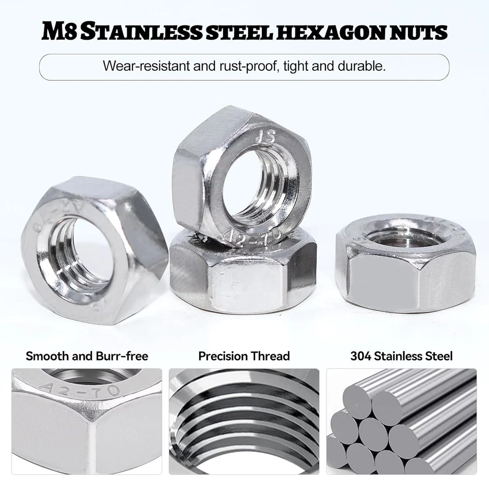 12 Pezzi Barra Filettata M8 × 100Mm Asta Filettata in Acciaio Inossidabile 304 B - Immagine 4 di 4