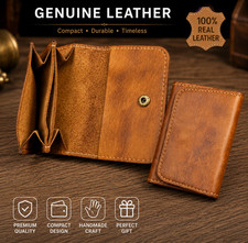 Handmade Genuine Leather Coin Purse Wallet Vintage Brown Artisan Handcrafted Gif