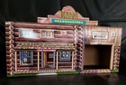 1959 Marx Tales of Wells Fargo Tin Litho Headquarters Stable Building Log Cabin