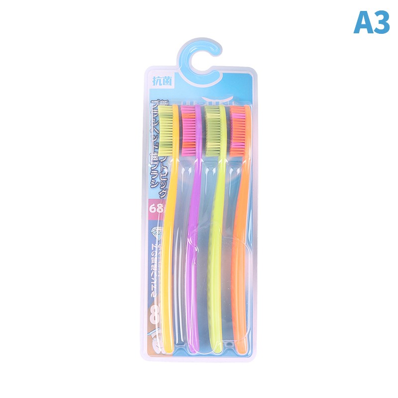4Pcs Soft  Large Long Head Toothbrush Oral Cleaning Brush Wh