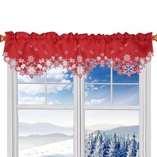 Embroidered Snowflakes Kitchen Window Curtain Valance W 42  L 14 Inches, for...