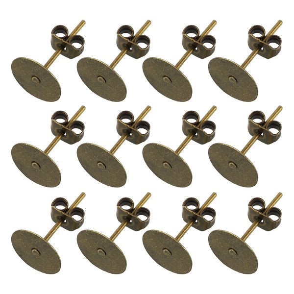 100 StüCk Ohrstecker Und RüCkteile 8Mm/0 31 Zoll Ohrschmuck Stecker Bronze-image