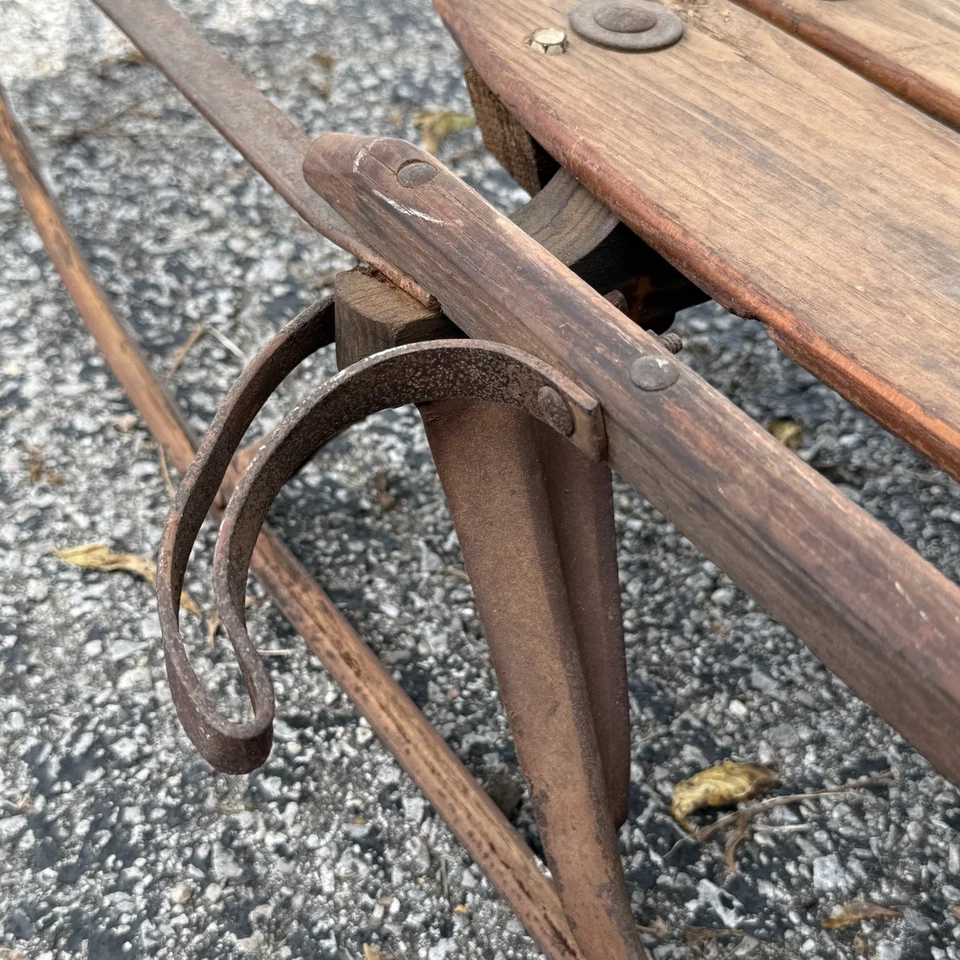Vtg Flexible Flyer 65” Wooden Snow Sled S.L. Allen Co 1960s Antique 3-4 People - Image 4 of 4