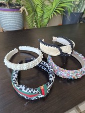 Headbands Lot 4 pcs Pearl Beaded Fabric Knotted Colorful Hair Accessories
