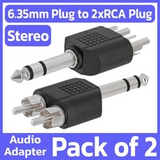 2 Pack 6.35mm Plug to 2 RCA Plug Adapter Stereo Audio Converter Signal Splitter