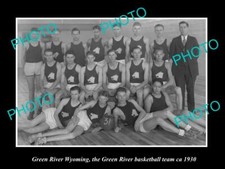 OLD LARGE HISTORIC PHOTO OF GREEN RIVER WYOMING SCHOOL BASKETBALL TEAM 1930