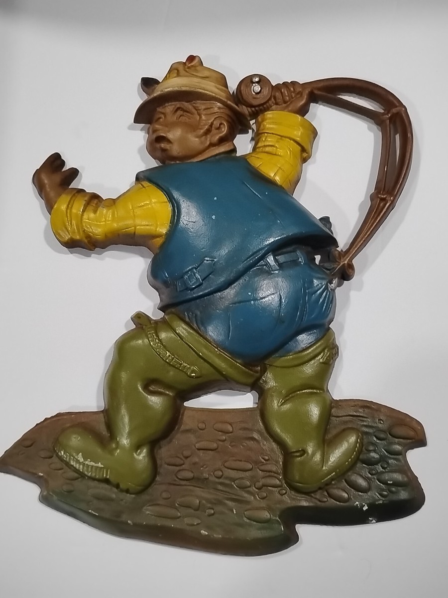Vintage Sexton 1970 Fly Fishing Man Cave Metal Wall Decor Hanger