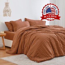 Juego de cama para todas las estaciones tama o queen color terracota 7 piezas US