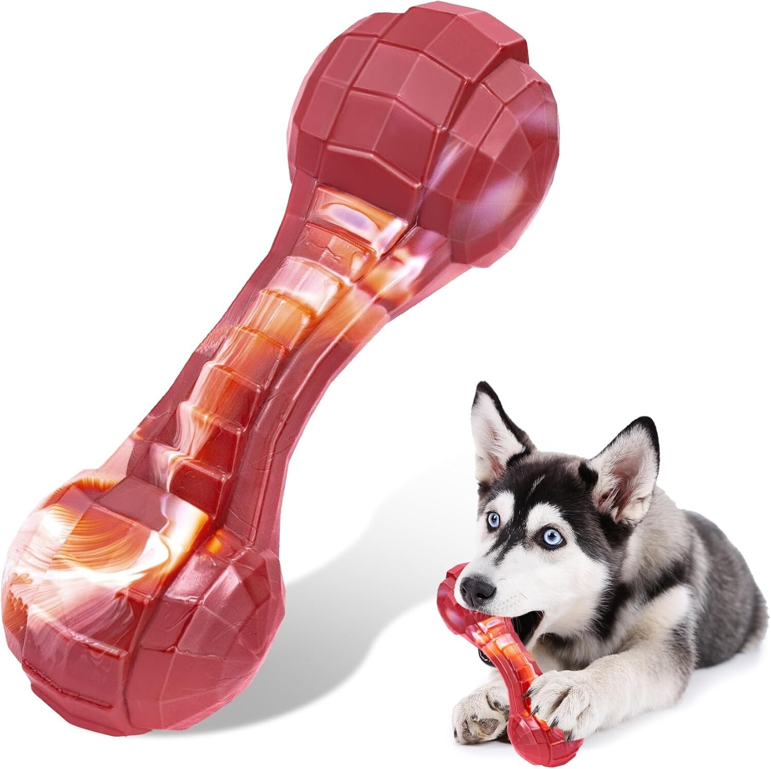 Dog Toys for Aggressive Chewers Large Dogs Indestructible Chew Large, Red
