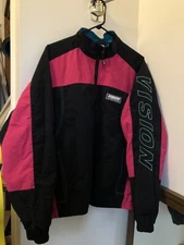 Vision Street Wear Multicolor Oversized Jacket Men’s L Magenta Teal Windbreaker