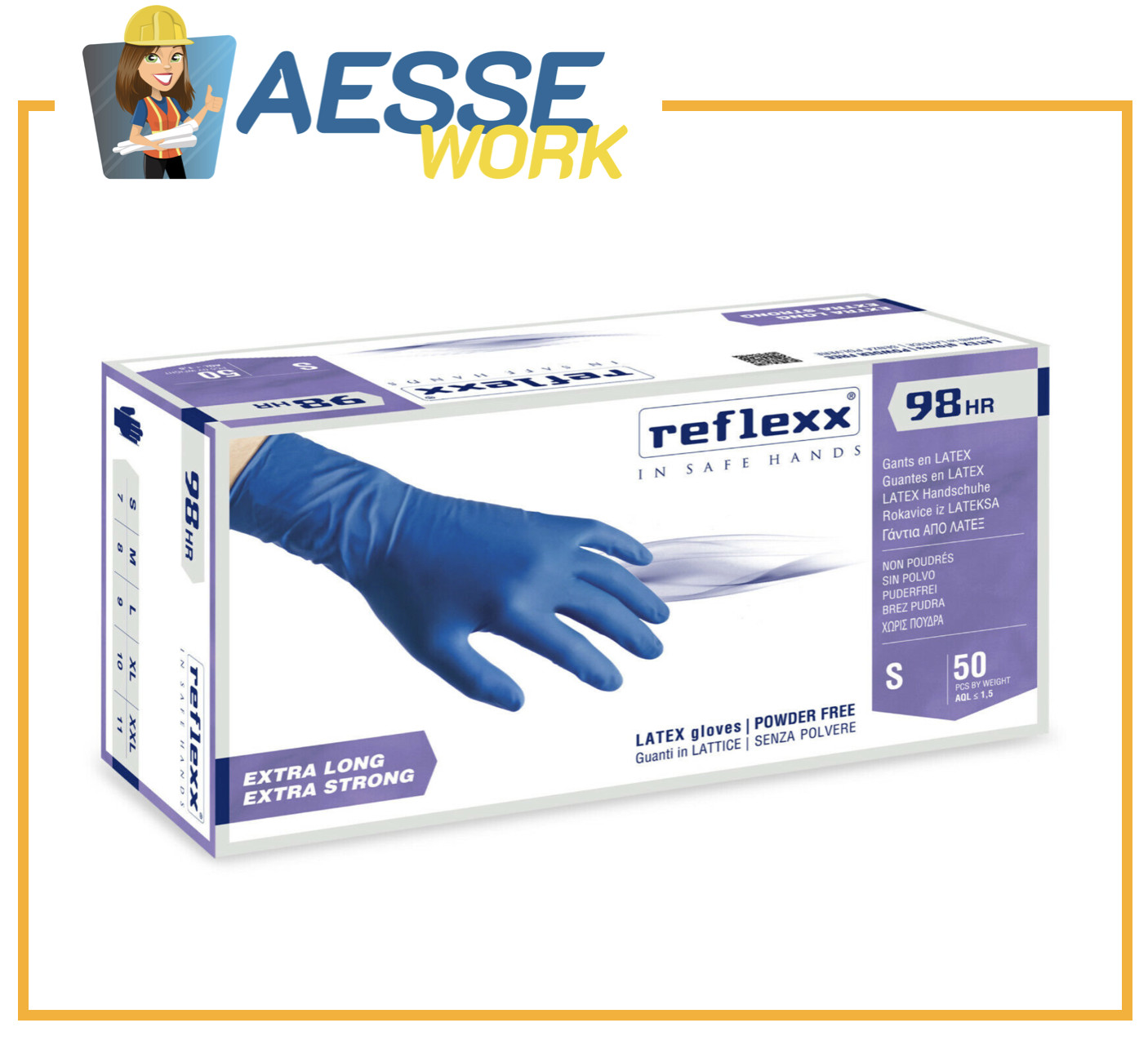 GUANTI IN LATTICE ALTO SPESSORE REFLEXX 98 HIGH RISK BLU 50 PZ.