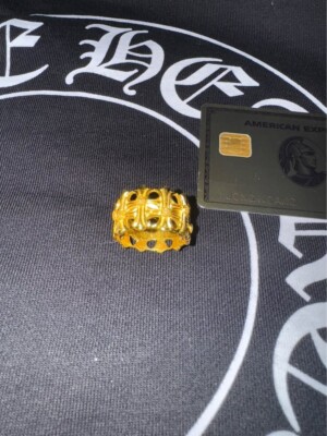 Chrome Hearts inspired Fleur-de-Lis Cross 24k yellow gold ring