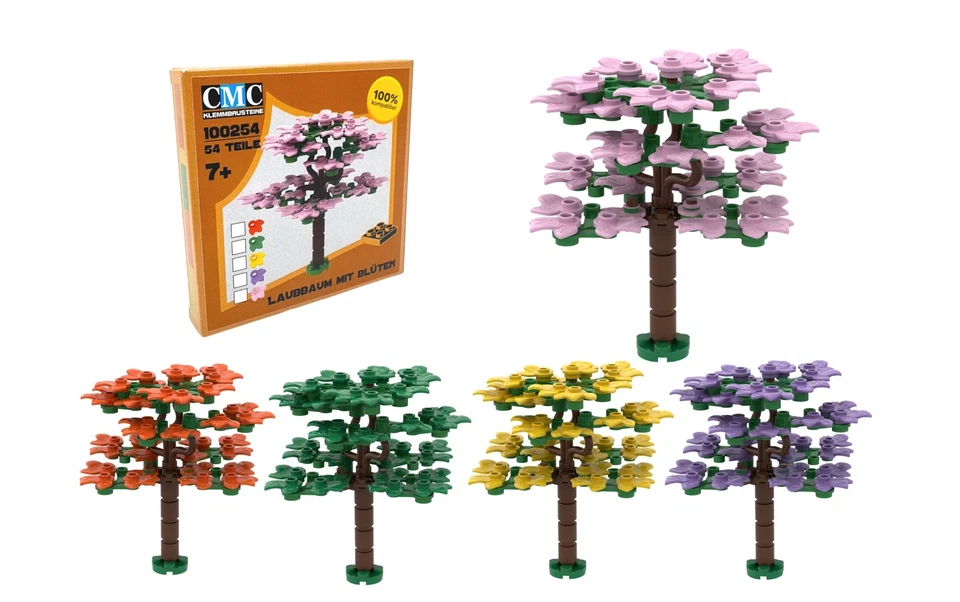 CMC 100254 Großer Laubbaum mit Blüten 54 teiliger Bausatz Klemmbausteine City Baum