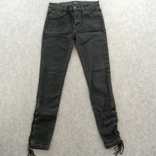 Hudson Jeans Womens 27 Black Nix Skinny Lace Hem Crop Stretch Mid Rise