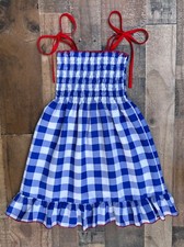 Cute 4th Of July Patriotic Red White Blue Checkered Dress