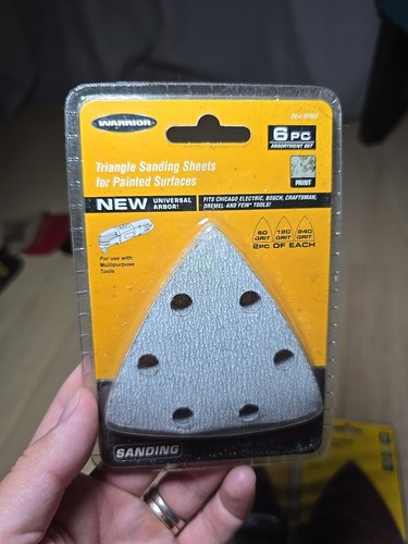 3 Pack Warrior Triangle Sanding Sheets Wood & Painted Surfaces 60 120 240 Grit - Picture 2 of 7
