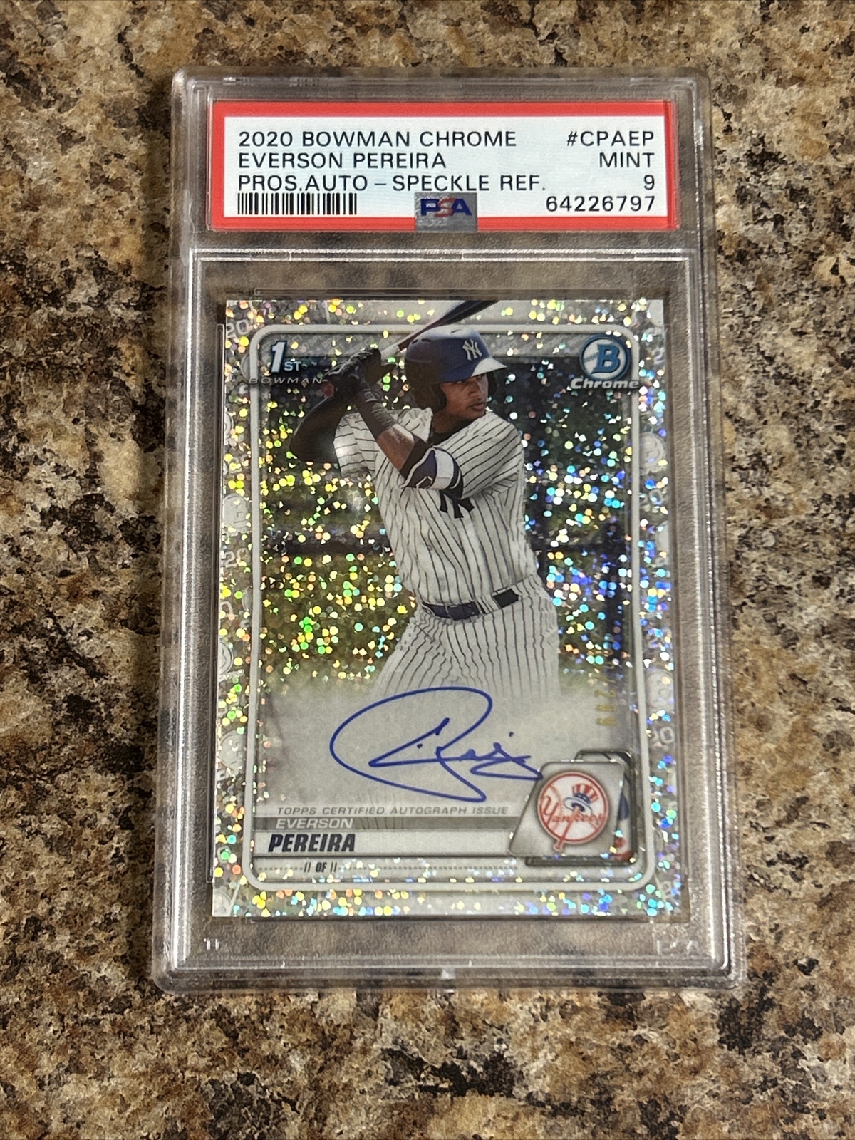 EVERSON PEREIRA 2020 BOWMAN CHROME 1st SPECKLE REFRACTOR RC AUTO #289/299 PSA 9