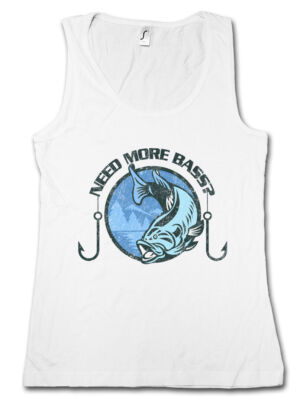 NEED MORE BASS? DAMEN TANK TOP DJ MC Fisch Electro House Redcords Producer Fun