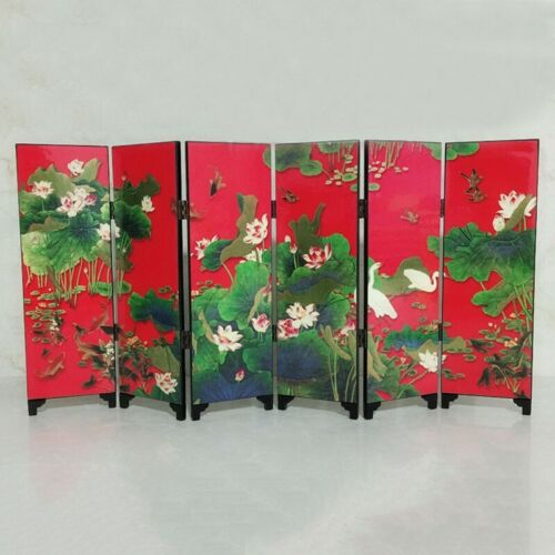 48cm Chinese Wooden Folding Screen Privacy Divider Mini Panel Desktop Decor - Picture 1 of 5