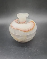 Italian Marble Small Trinket Dish with Lid Lined Inside Vintage 