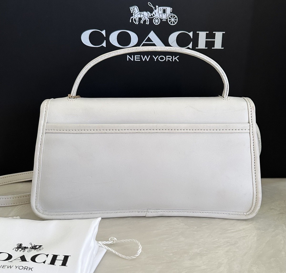vintage coach old ✨ ivory White bag NOS COACH VINTAGE WHITE (WHITE) LEATHER CITY BAG BRASS 9790