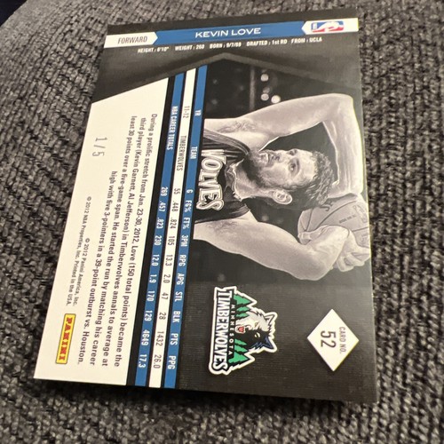 2011-12 Panini Limited The National 2012 1/5 Kevin Love #52 - Picture 2 of 3