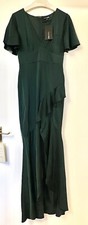 FASHION NOVA She Said Yes Hunter Green satin prom BRIDESMAID maxi dress size 8