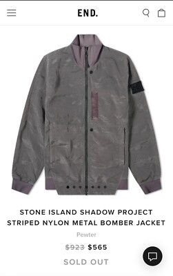 Stone Island Shadow Project Striped Nylon Metal Bomber Jacket