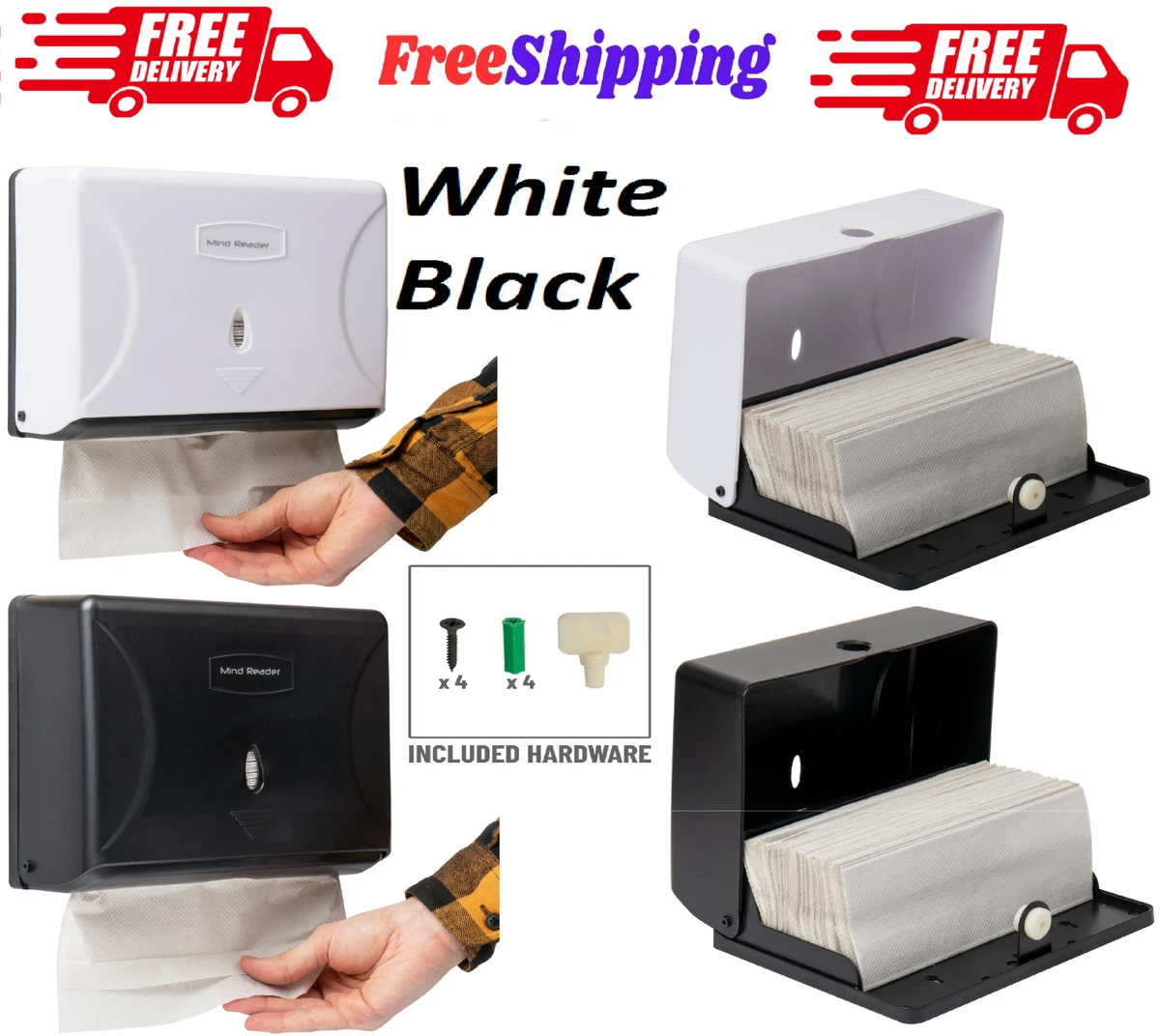 Hand Paper Towel Dispenser Wall Mount Touchless Folded Bathroom