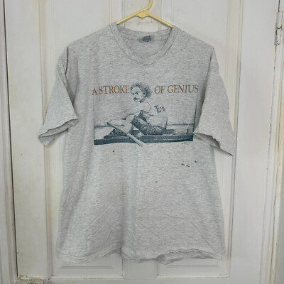 Vintage Albert Einstein Stroke of Genius Row Boat T Shirt Adult XL Lee USA Vtg