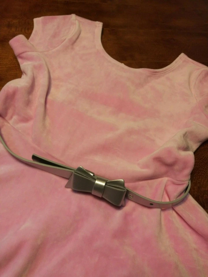 TCP Otoño Invierno Niñas Fiesta de Vacaciones VELOUR CINTURÓN PATINADOR Vestido Lila y Rosa Foto 3 de 4