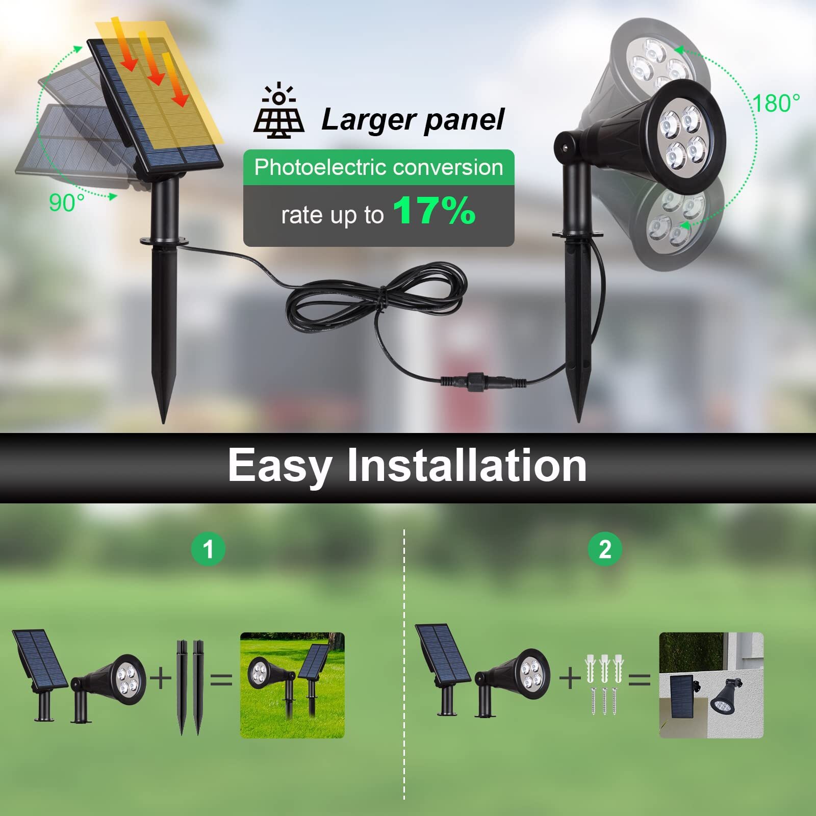 Solar Powered Led Spot Light 2 In 1 Installation Separated Panel And ...