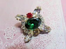 Large Vintage Button*Multi-Color PRONG SET Sparkle Rhinestone BLING Button  *A24