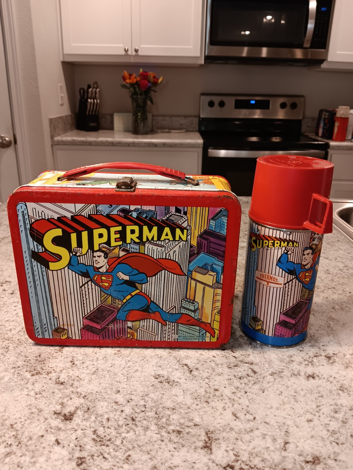 1967 Superman Canadian Lunch Box & Thermos * Vintage * Lunchbox tin kit