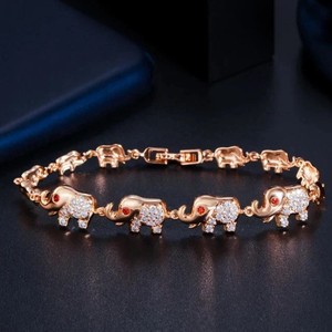 Authentic The Enigmatic Elephant's Grace A Rose Gold- Plated Moissanite Bracelet Of Sacred Protection