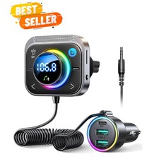 96W FM Transmitter Bluetooth 6.0 Car Adapter Aux with 3 Charging Ports PD 60W...