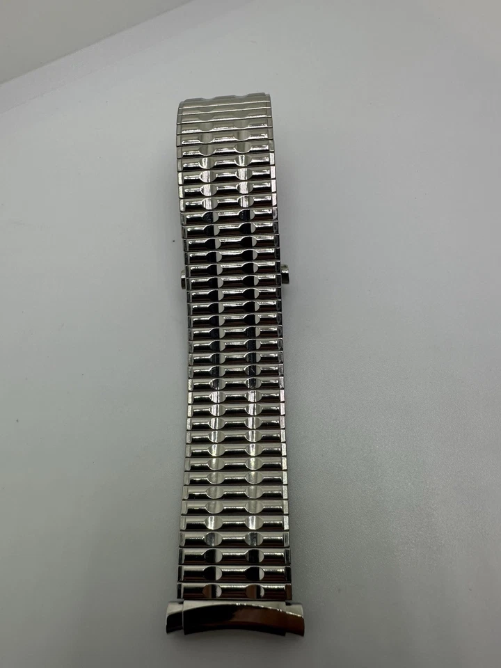 NOS Vintage Bulova 20mm 18mm 16mm Stainless Curved Stretch Watch Band Bracelet - Image 3 of 4