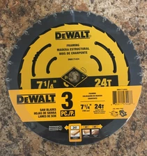 DeWalt DWA1714243 7-1/4 in. 24T Tungsten Carbide Circular Saw Blade 3-Pack