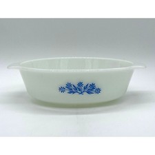 Anchor Hocking Fire King Oval Casserole Dish Blue Cornflower 433