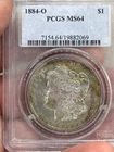 1884-O RAINBOW TONED MORGAN SILVER DOLLAR PCGS MS64 ~VIBRANT  "RAINBOW" TONING *