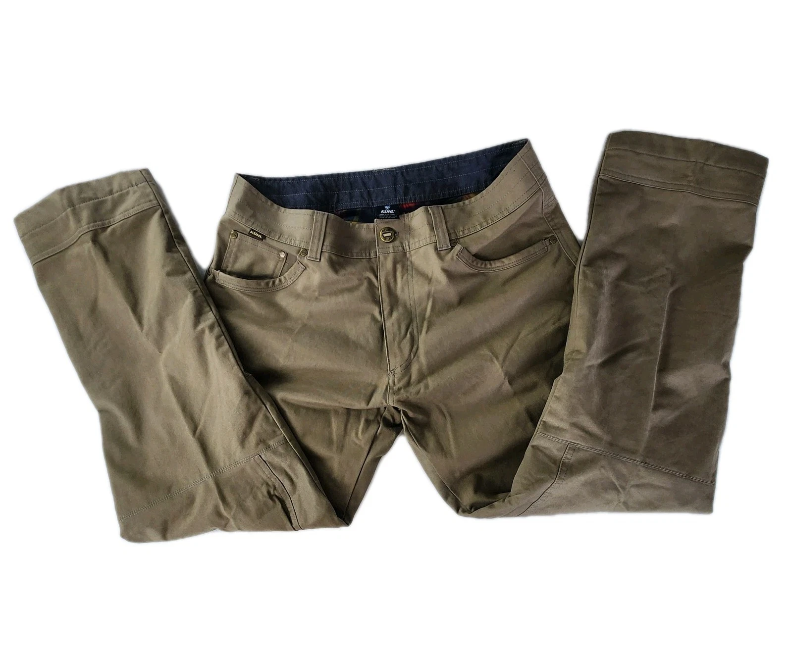 Kuhl Hot Rydr Pants Men's 34x30 Durable Flannel Lined Work Play Dark Khaki NWOT