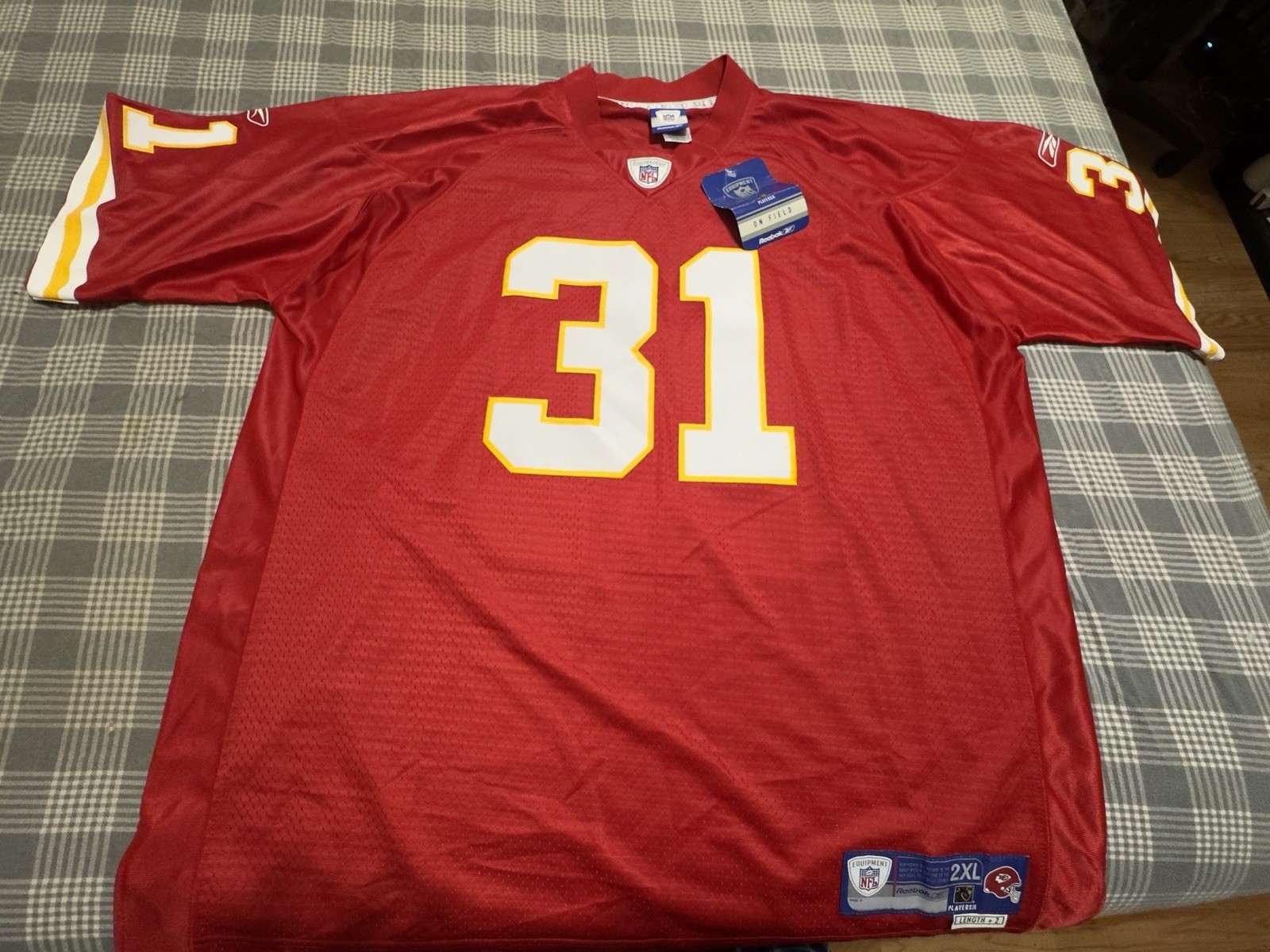 Priest Holmes Men’s  Reebok Authentic Kansas City Chiefs NFL Jerseys Size 2XL